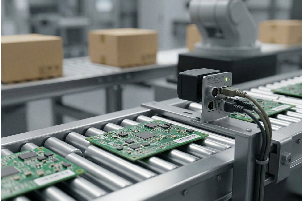 Smart vision sensor for quality control and traceability in PCB assembly.